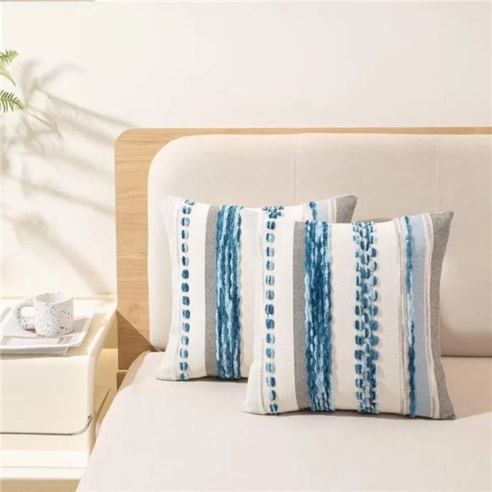 Boho Throw Pillow Covers 18x18 Set of 2 Farmhouse Decorative Cushion Case